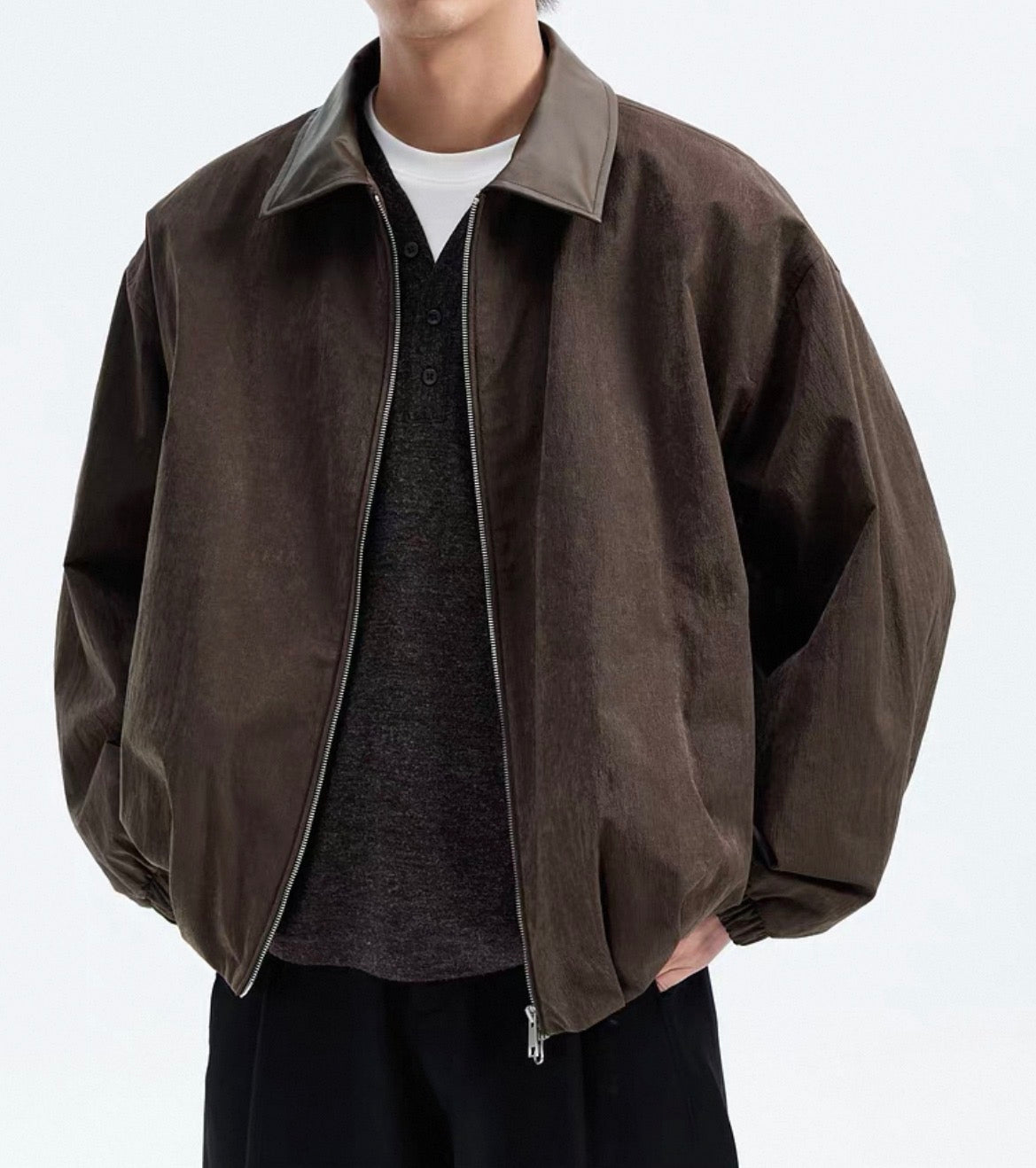 COLLAR LEATHER JACKET