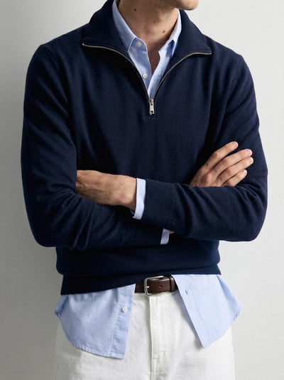NAVY QUARTER ZIPPER