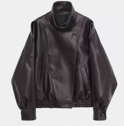 LEATHER JACKET STAND-UP COLLAR